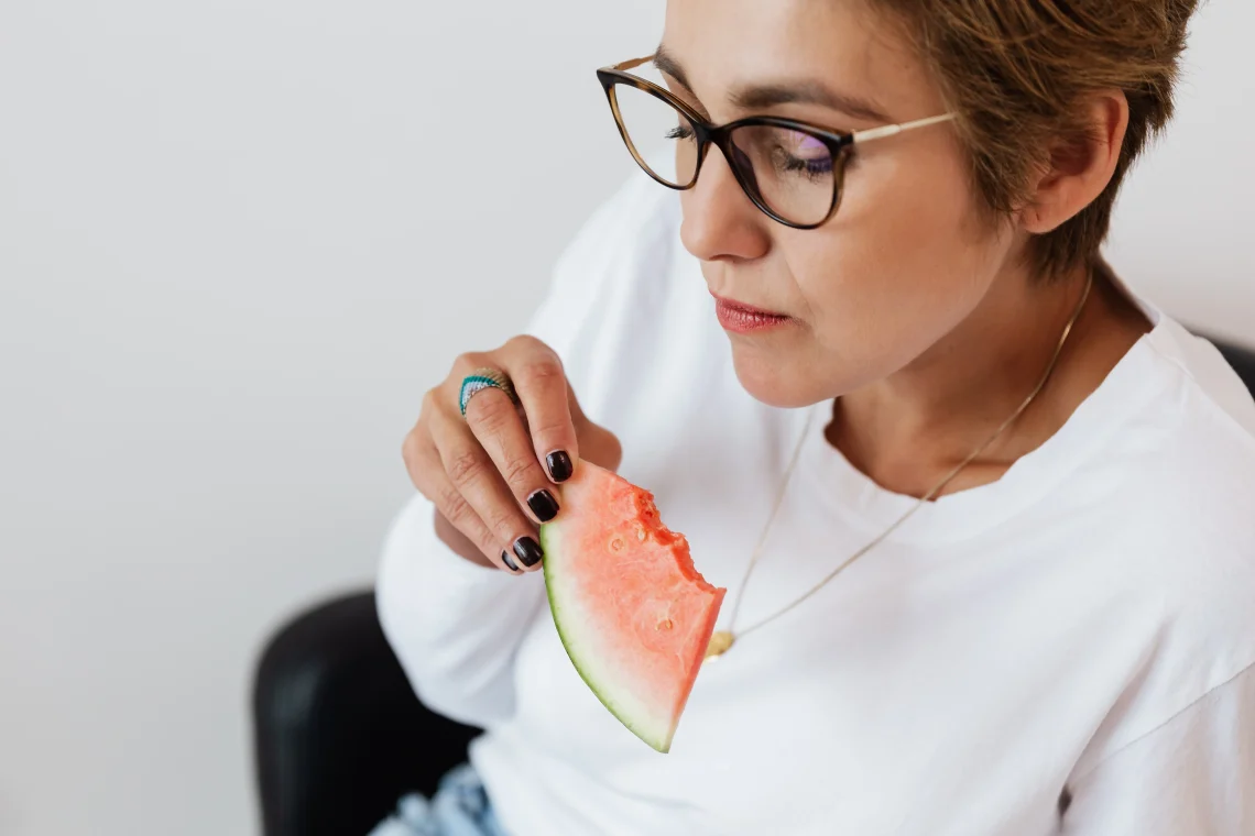 woman eating health food during menopause
