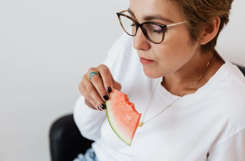 woman eating health food during menopause
